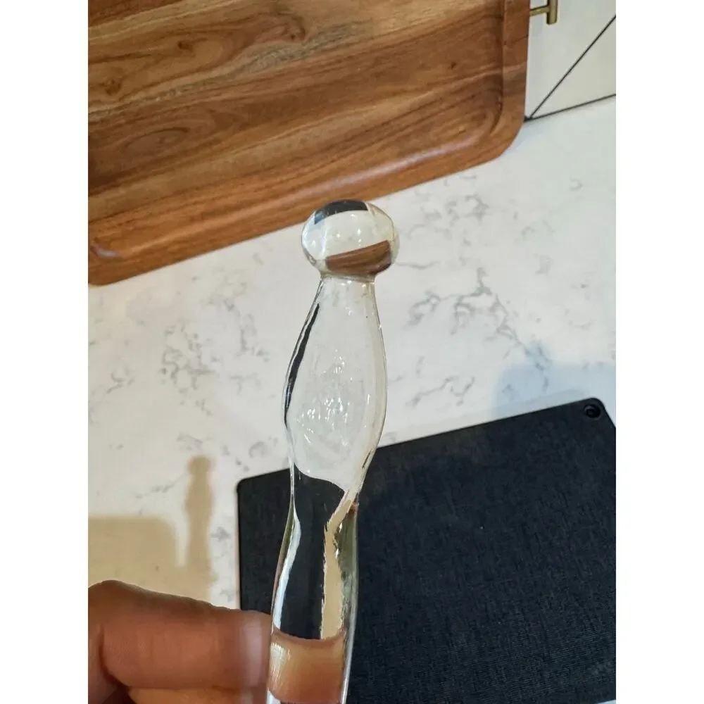 Vintage Elegant Clear Glass Cocktail Muddler with Twist Stem and Ball Finial